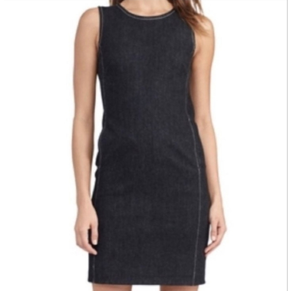 Ralph Lauren Black Stretch Denim Mini Dress With Pockets, Size 12 - Picture 1 of 10